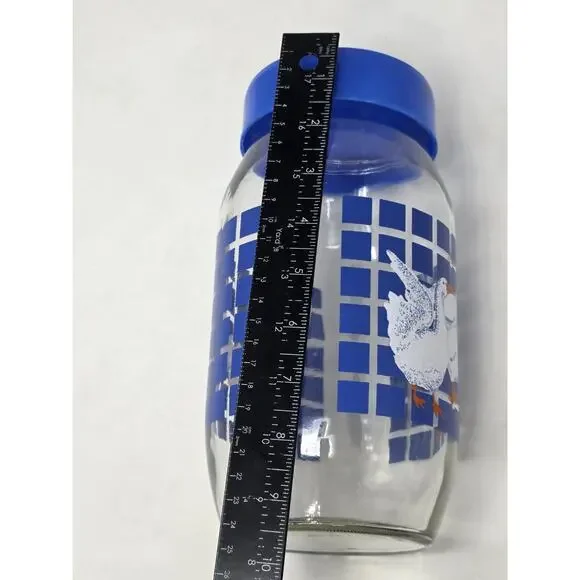 VTG Carlton Blue Lidded Glass Geese & Duck Jar 3/4 & 2 Liter USA Goose Cottage - Picture 15 of 16